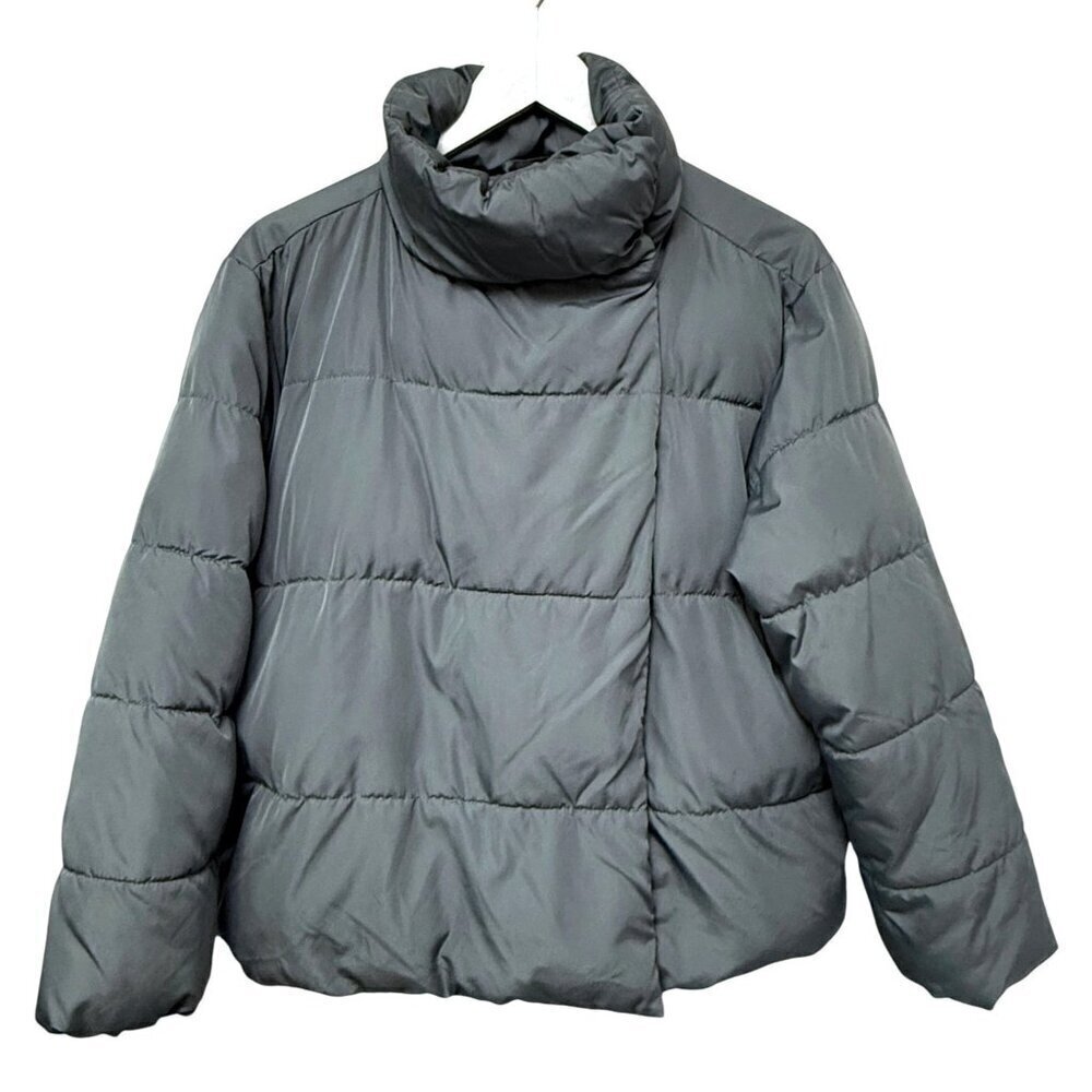 OLD NAVY Puffer Jacket Medium Petite Gray Green Womens Coat